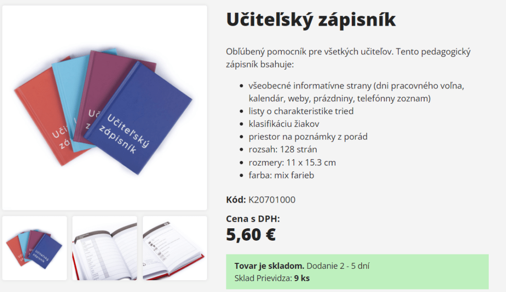 učiteľský zápisník